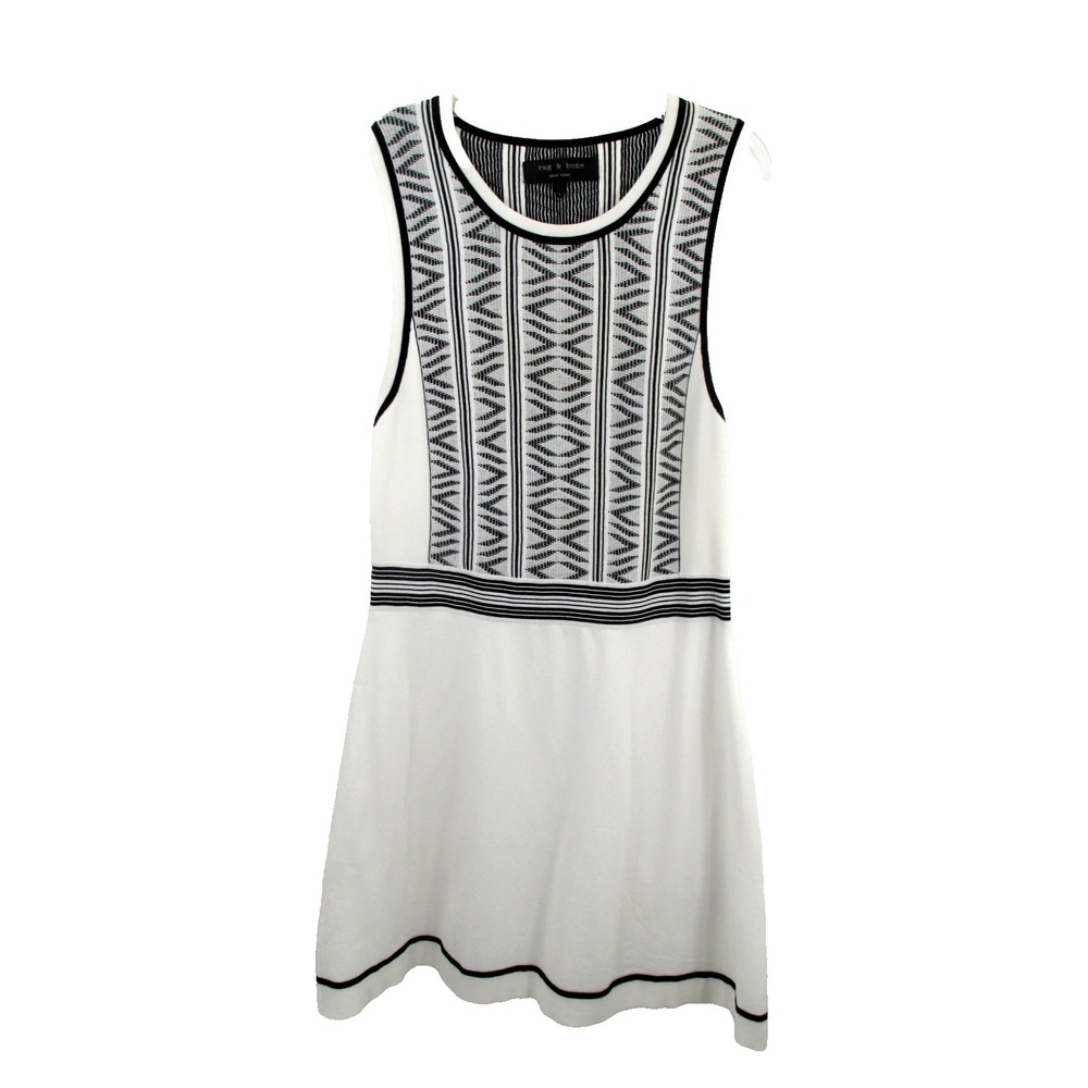 RAG & BONE Midi Fit & Flare Knit Dress Women Large White Tennis Athletic Preppy